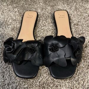 A New Day Black Floral Embellished Sandals